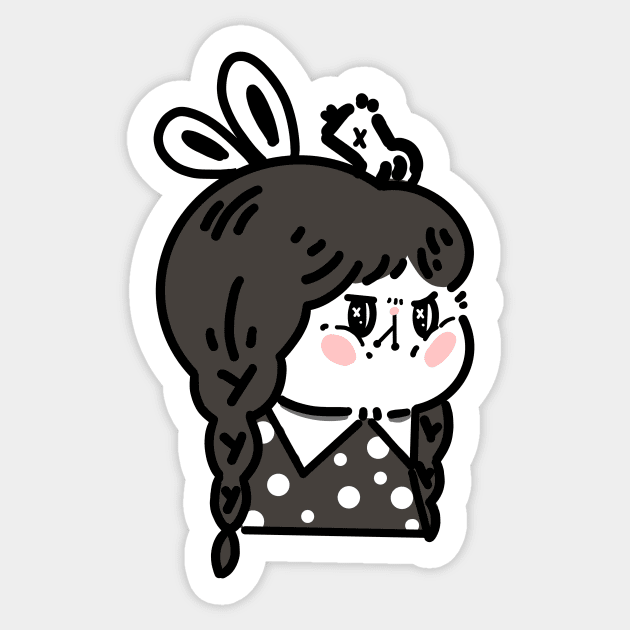 Wednesday Bunny Sticker by Fluffymafi